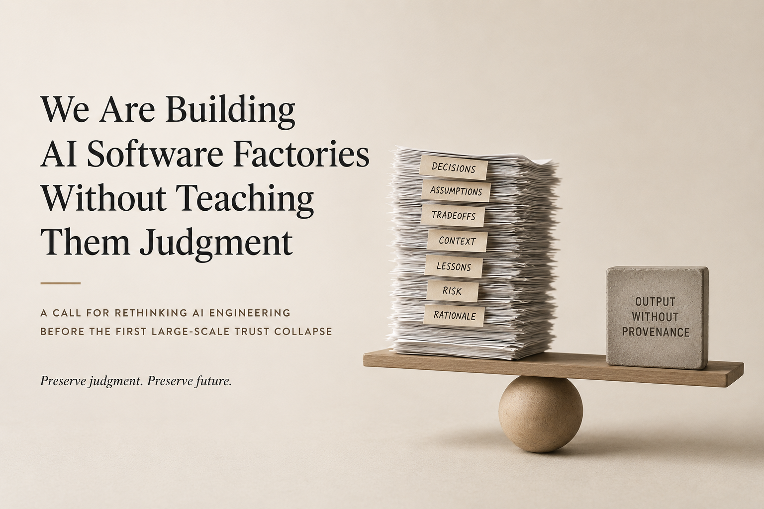 We Are Building AI Software Factories Without Teaching Them Judgment